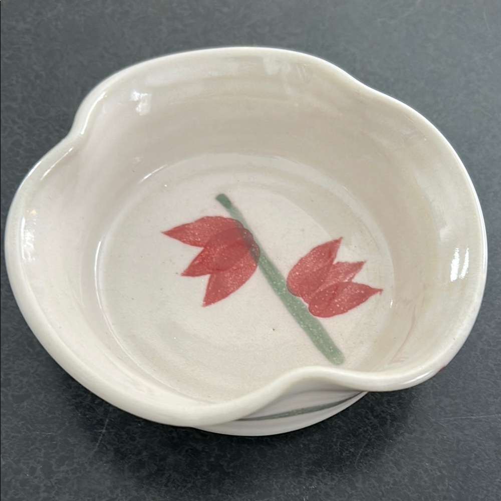 Vintage Hilborn Ceramic Bowl with Red Floral Design